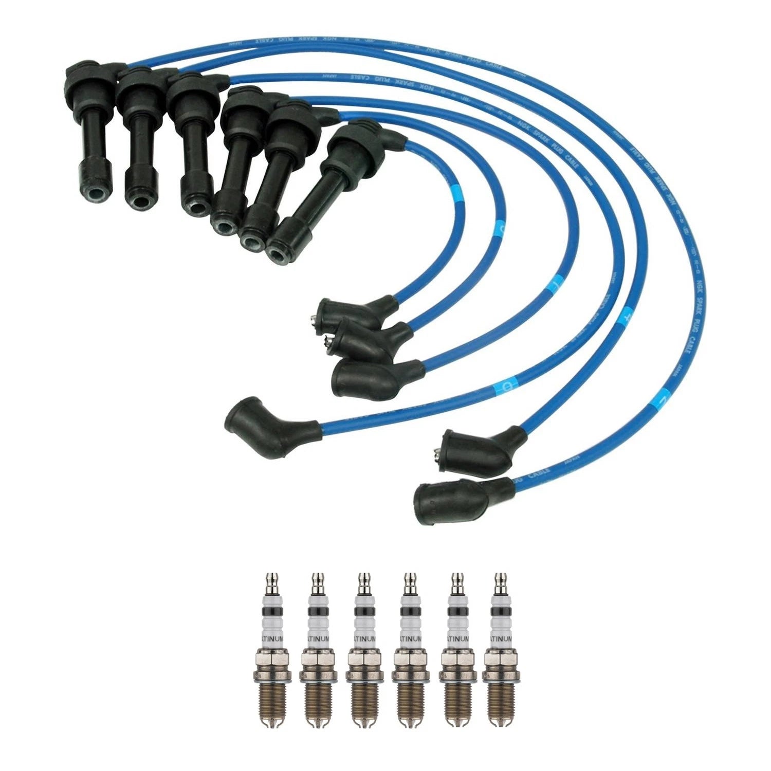 NGK Wire Set & Bosch 6 Platinum+4 Spark Plugs for 3000GT Diamante Stealth (1990–2000)