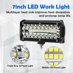 120W LED 7 Inch Work Light with Mounting Bracket IP68 12–24V