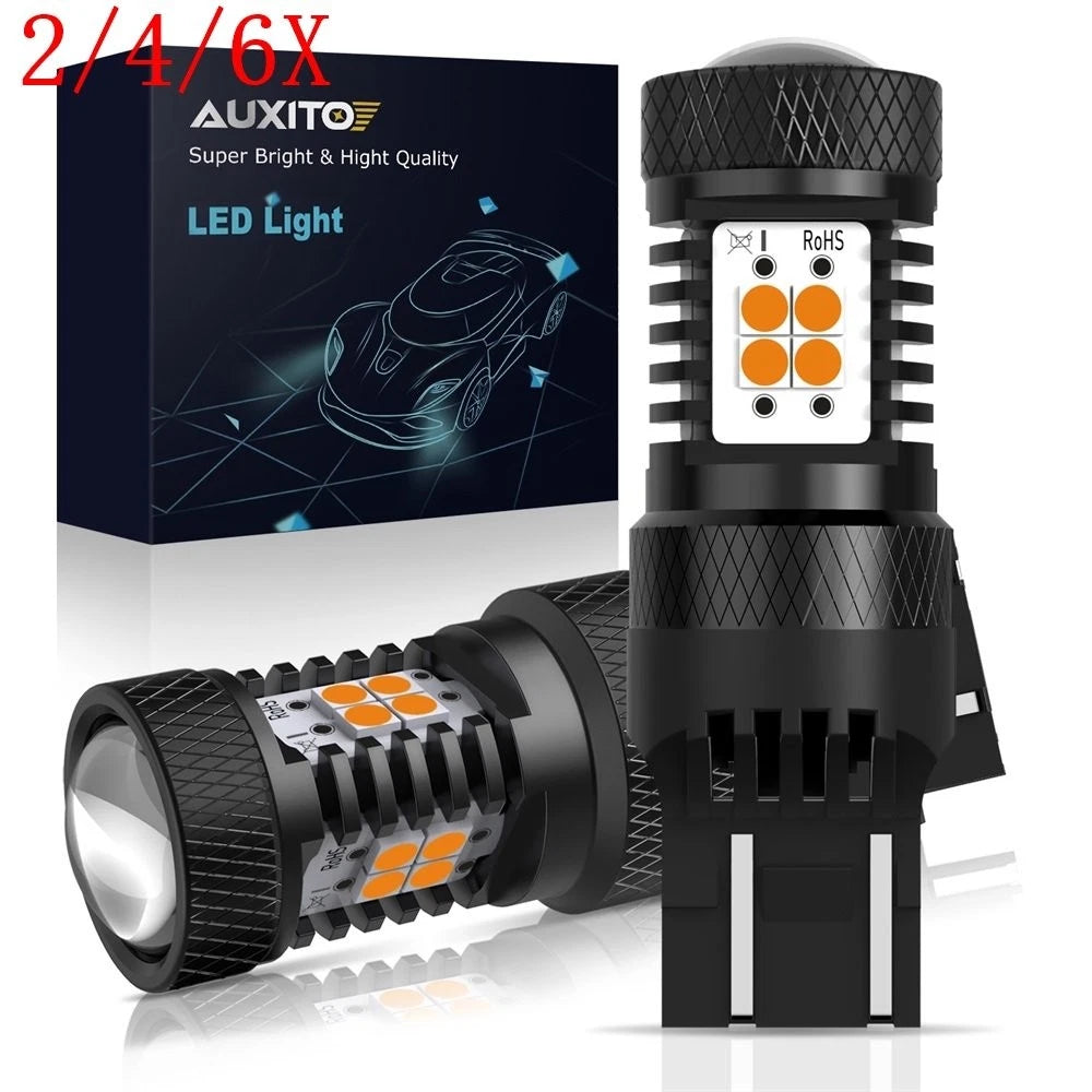 Set of 4 Amber Yellow 7443/7440 LED Turn Signal Light Bulbs for