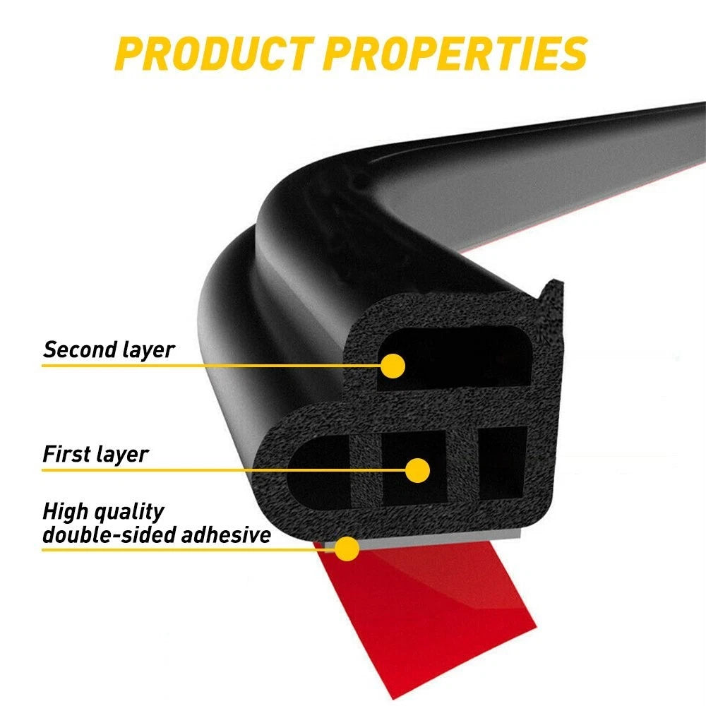 L-Shaped Rubber Sealing Strip Weatherstrip for Car Door (32.8Ft)