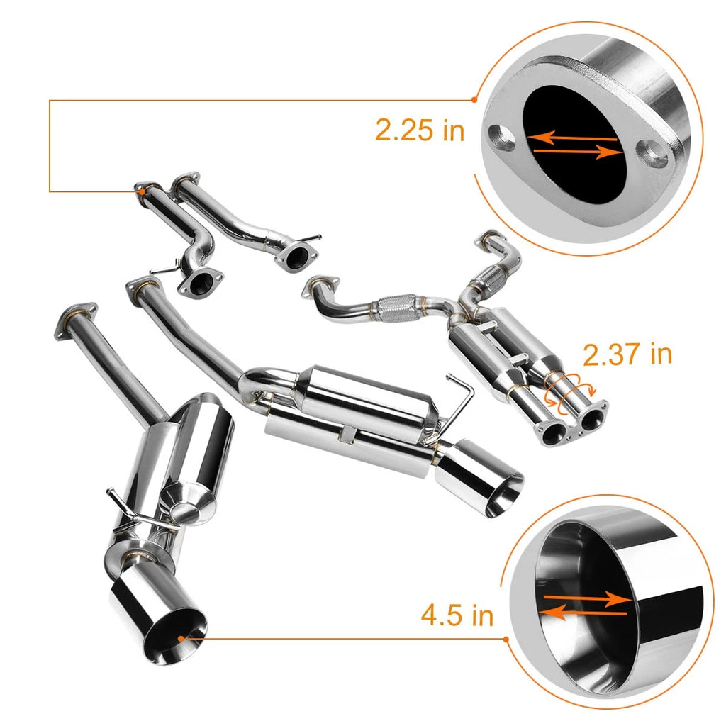 Catback Exhaust Muffler for Nissan 370Z Z34 (2009–2019) 3.7L V6 Dual 4.5" Tips