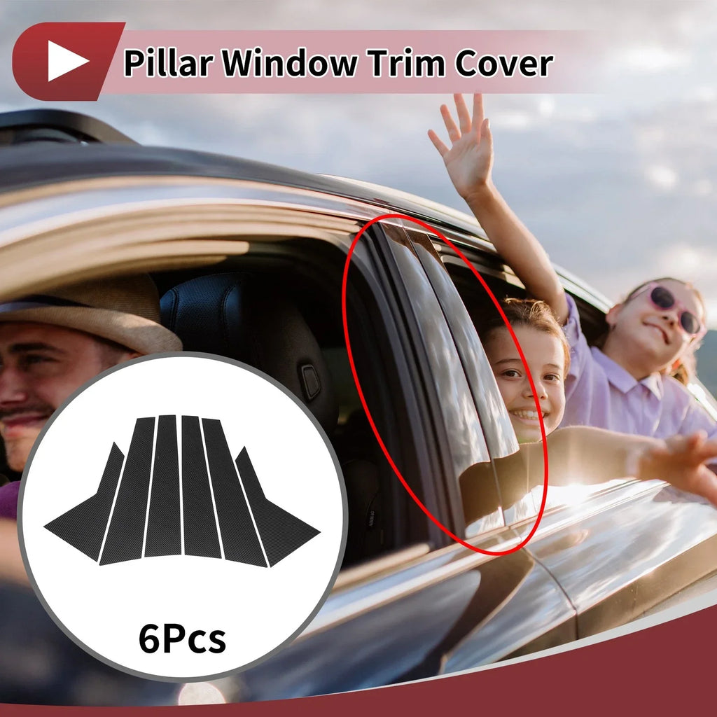 Door Pillar Window Trim for Hyundai Grandeur/Azera 2012-2017 Carbon Fiber