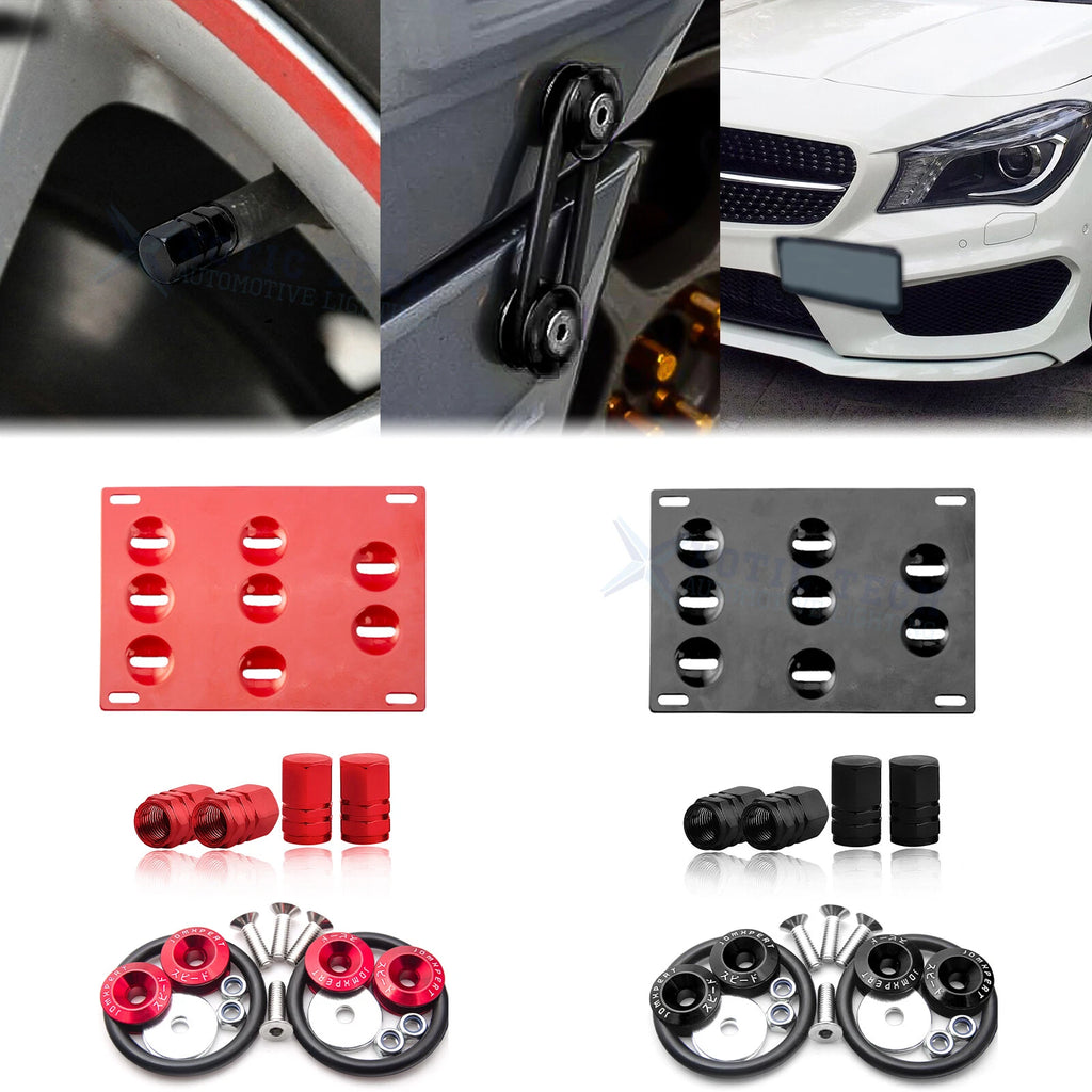 Tow Hook License Plate + Air Valve Cap + Release Fastener Lid for Mercedes (—)
