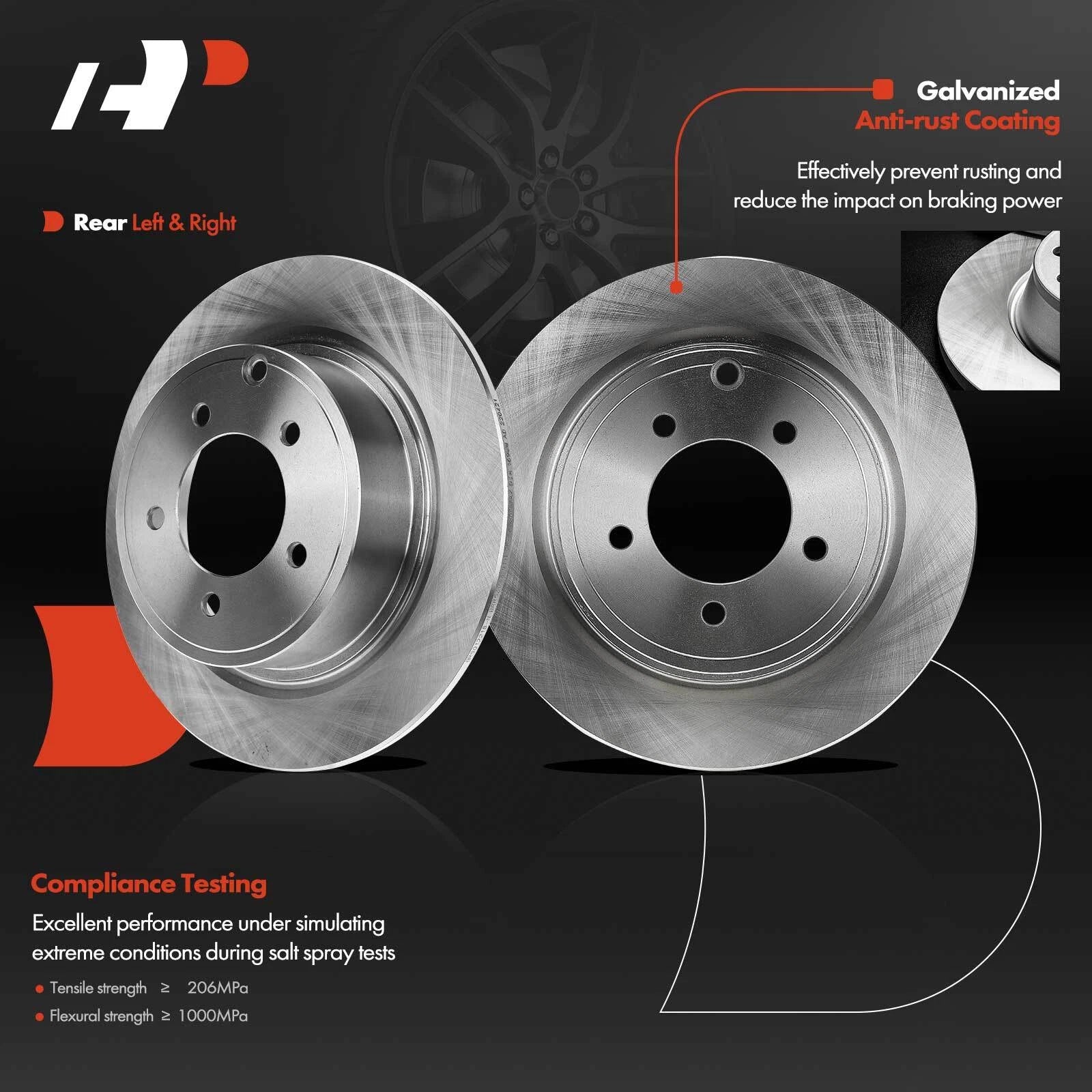 Rear Disc Brake Rotor & Ceramic Pad for Jeep Compass (2007-2017)