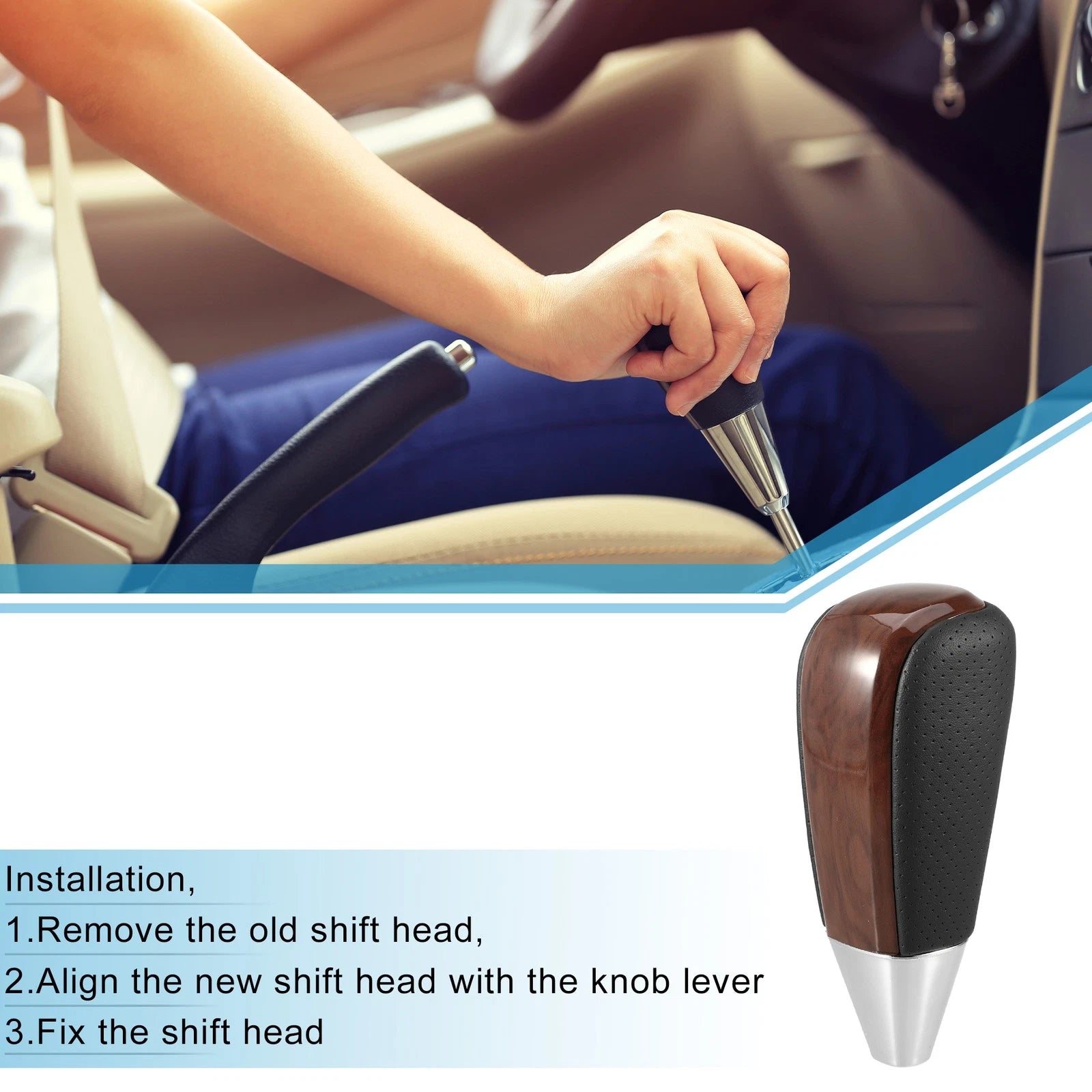 Gear Shift Knob for Toyota Land Cruiser (Plastic, Red Wood Pattern)