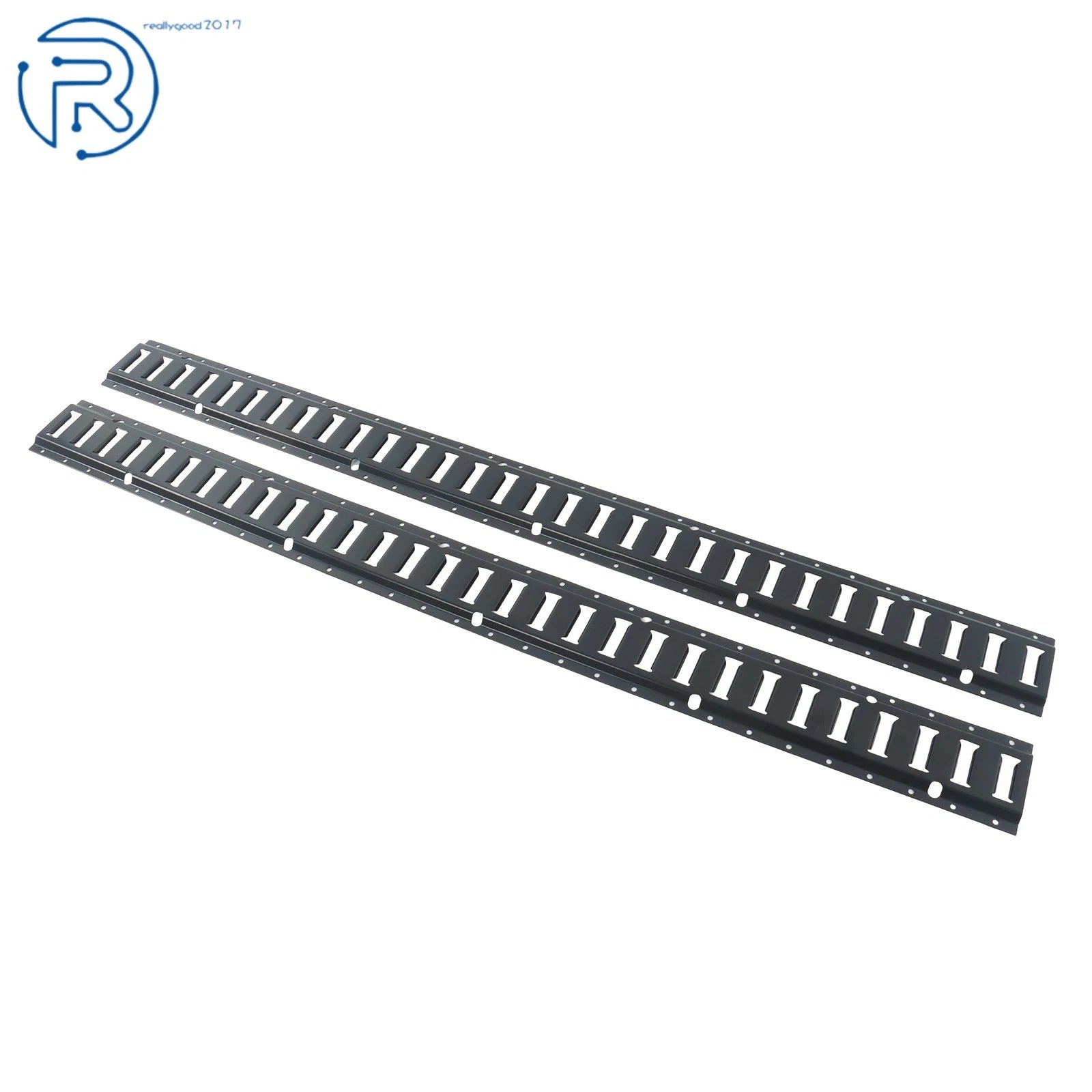 Set of 2 Black Steel E-Track Tie Down Rails for ATV Truck