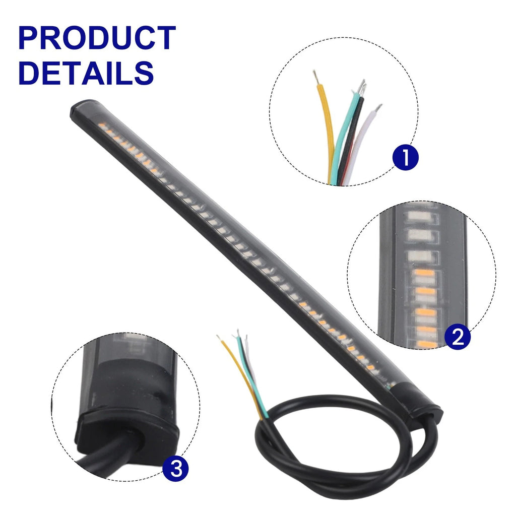 48LED Light Strip for Motorcycle (DC 12V) - Red Tail Turn Signal