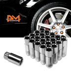 Set of 20 M12X1.25 Silver JDM Open End Conical Hex Wheel Lug Nuts + 20mm Extension