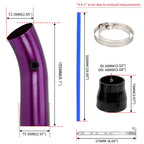 76mm Aluminum Cold Air Intake Induction Pipe Hose Tube - Purple