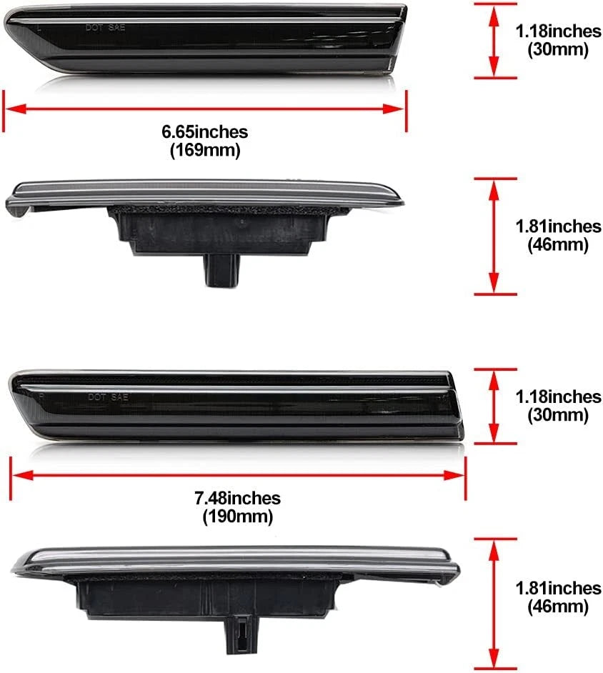 Set of 4 Smoked LED Side Marker Lights for Acura TL (2004–2008) Amber Red