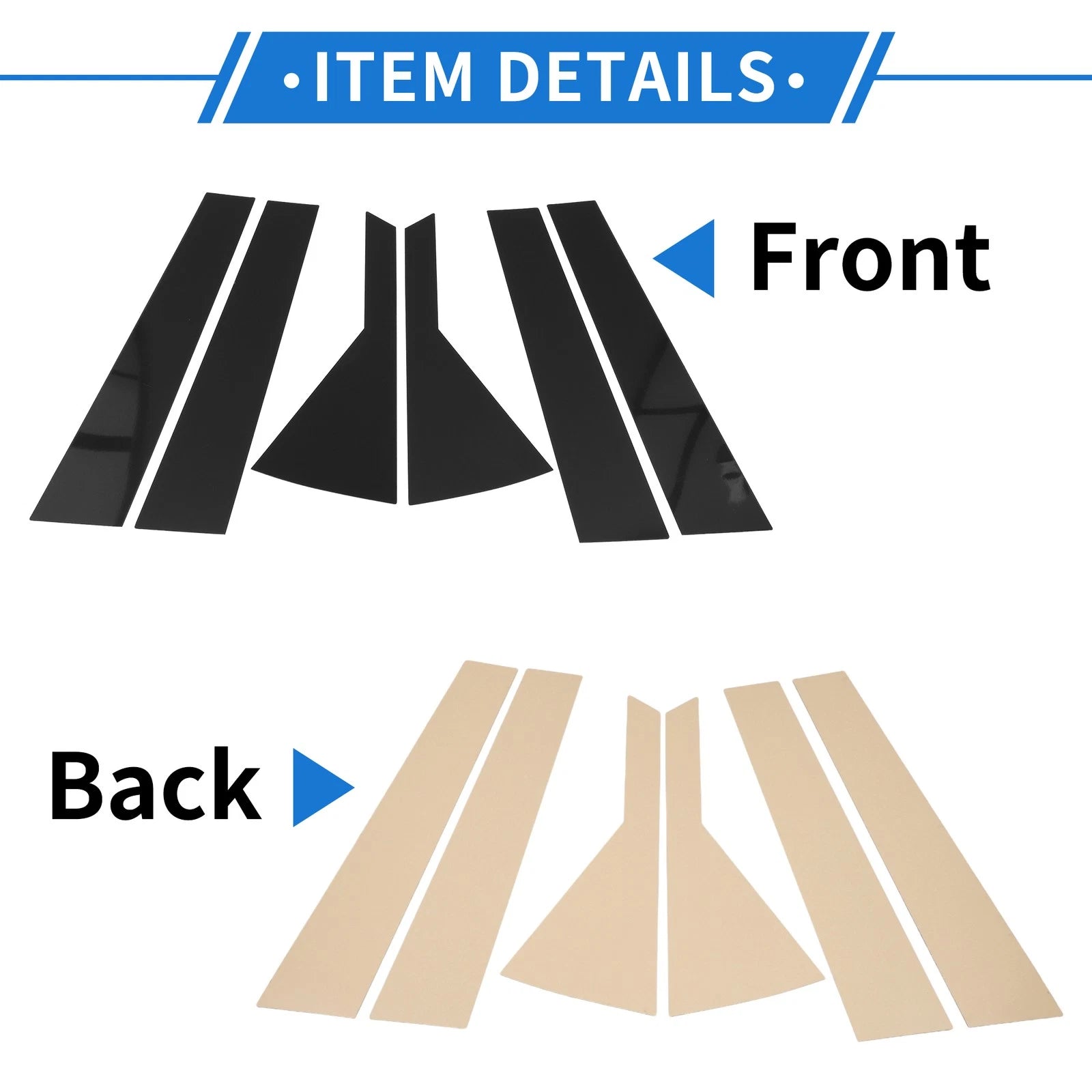 Set of 6 Door Pillar Window Trim for Kia Seltos (2020–2023) Black