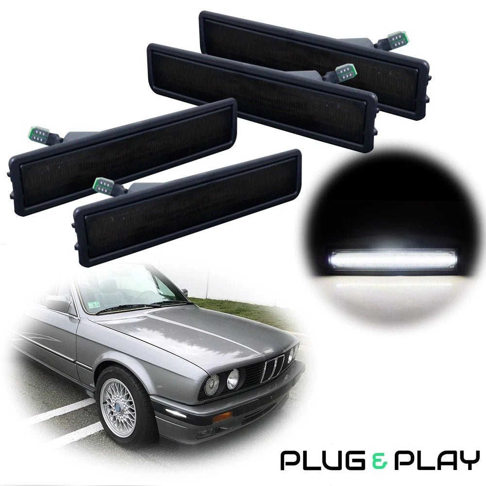 2 Pair Smoke Bumper Side Marker Lights for BMW E30 3 Series (1984–1991)
