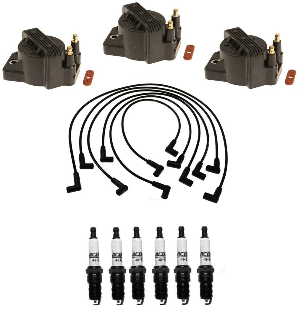 Ignition Wires 3 Coils 6 Spark Plugs Kit ACDelco for Chevy Pontiac V6