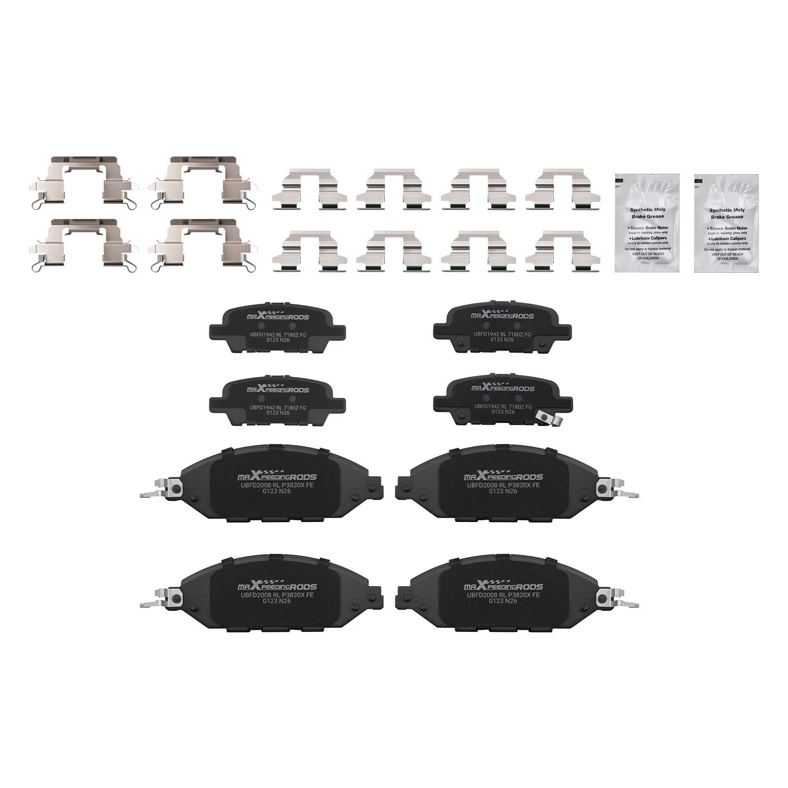 Set of 4 Front & Rear Brake Pads Kit for Infiniti QX60 (2014–2020), JX35 (2013) D1415