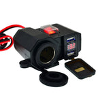 Socket / Waterproof Dual USB / Charging Socket with Voltmeter for Motorcycle