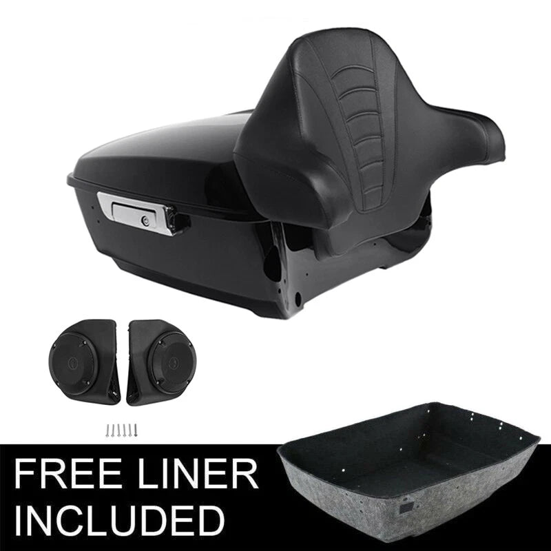Black King Trunk Luggage Backrest Speakers for Harley Road Glide (2014–2026)