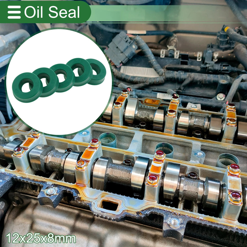 Set of 5 Oil Seal Rotary Shaft Seal 12x25x8mm High Pressure Green
