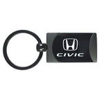 Gun Metal Two-Tone Rectangular Keychain - Officially Licensed for Honda Civic