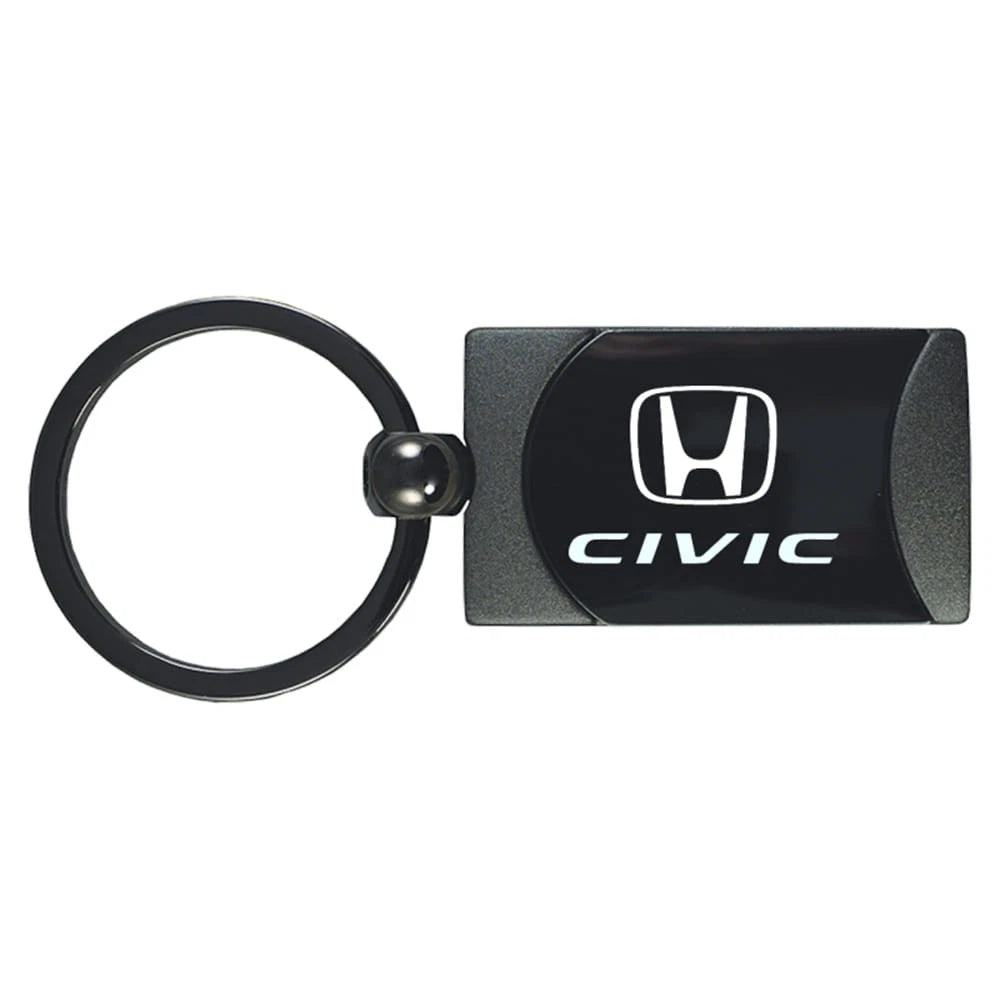 Gun Metal Two-Tone Rectangular Keychain - Officially Licensed for Honda Civic