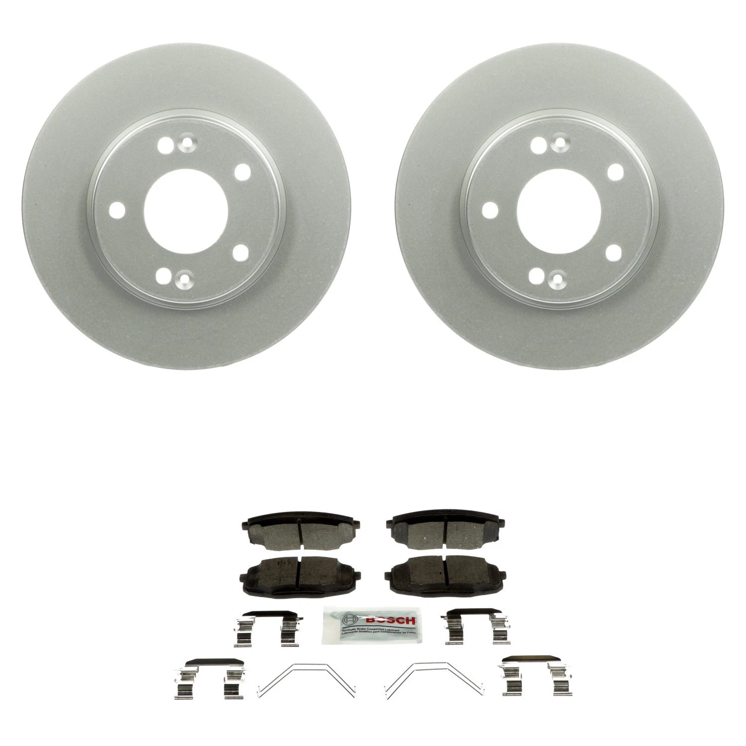 Front Rotors & Quietcast Ceramic Disc Brake Pad Kit for Hyundai Kona, Kia Seltos