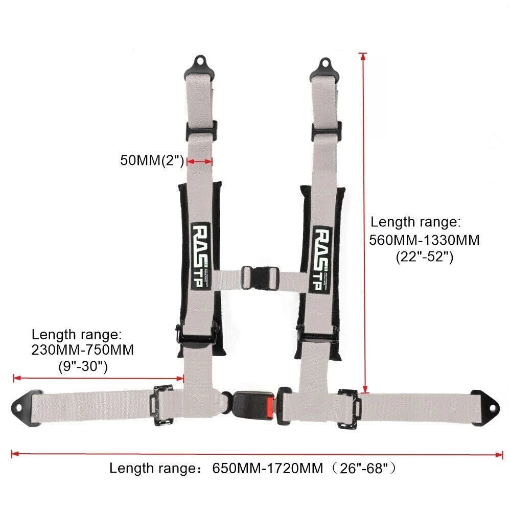 Set of 2 Racing Seat Belt Harnesses for Universal Fit