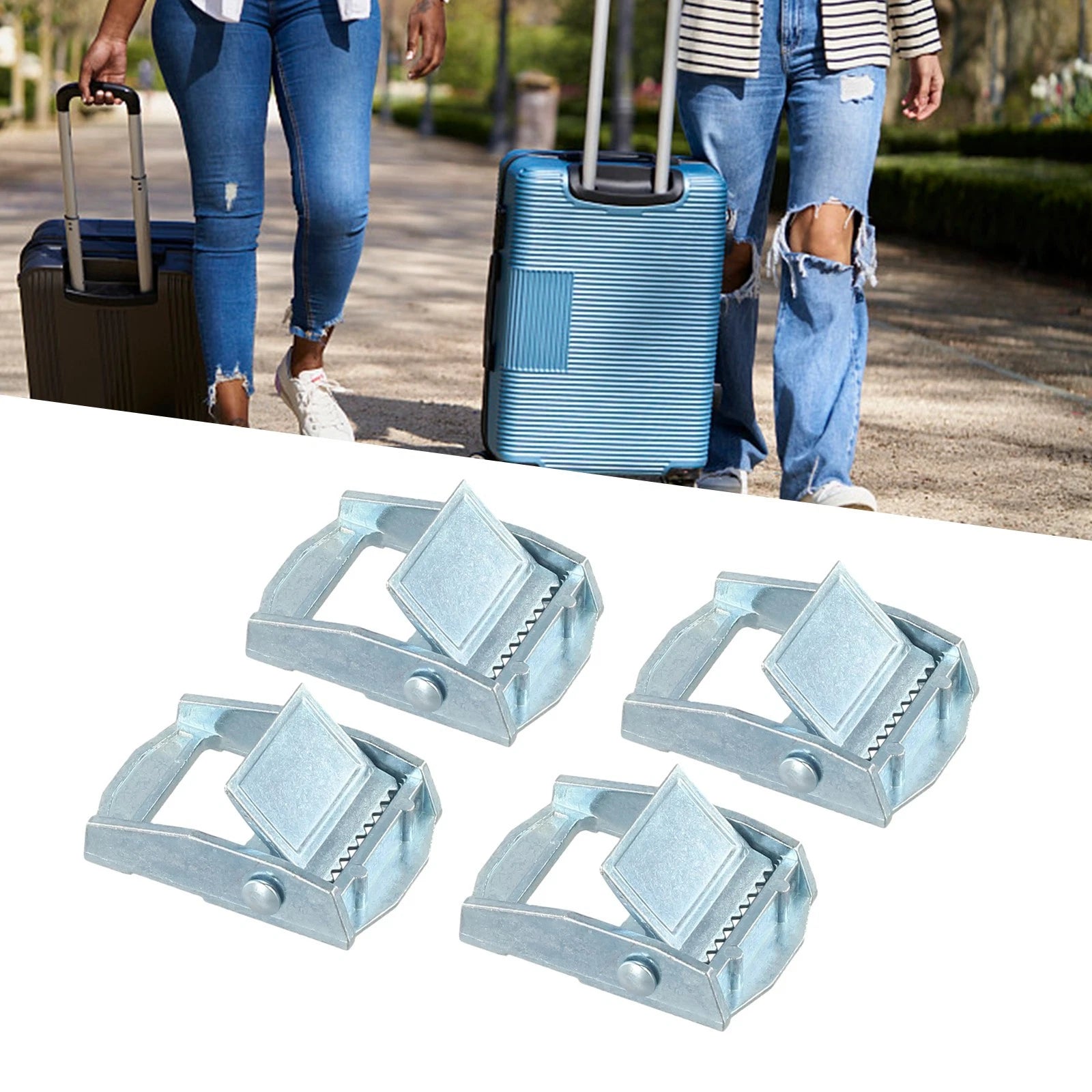 Set of 4 Zinc-Alloy Buckles for Heavy Duty Tie Down Cargo Straps
