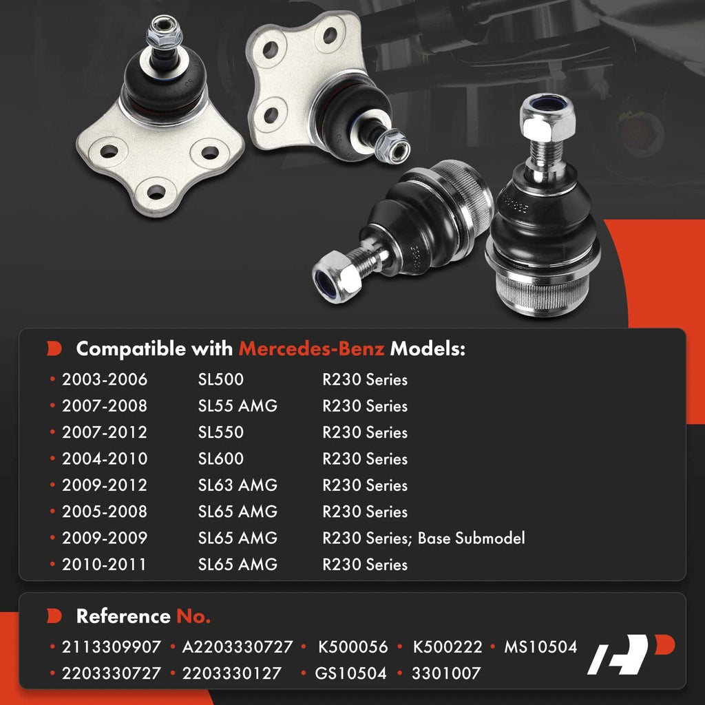 4X Front Upper Lower Ball Joint Kit for Mercedes-Benz SL500 SL550 (2003–2011)