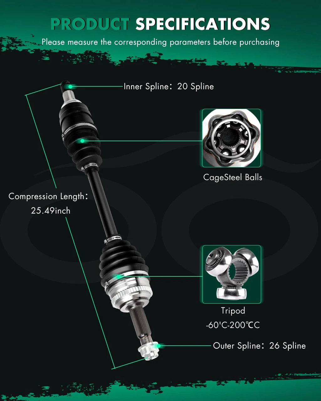 Front Left CV Axle Shaft Assembly for Toyota Corolla 1.8L (2009–2017)
