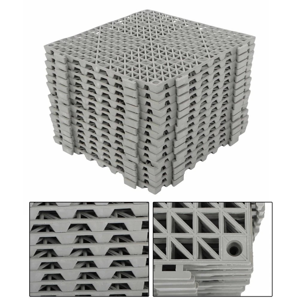 Set of 4 Interlocking Drainage Floor Tiles for Kitchen Pool Wet Areas