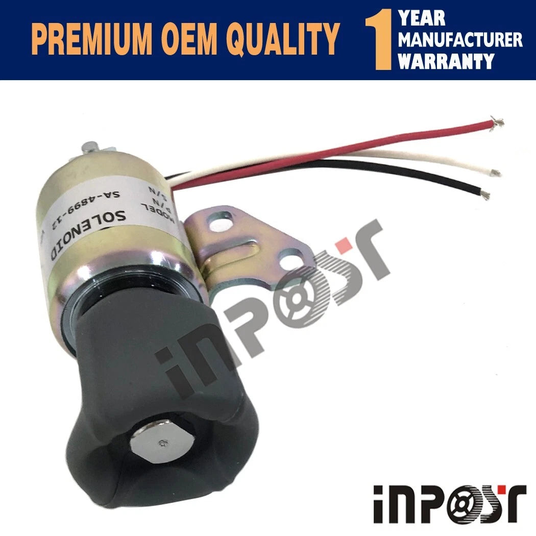 12V Fuel Shut-Off Solenoid 16851-57723 SA-4899-12 for Kubota D722 D902 Z482 (2010–2023)