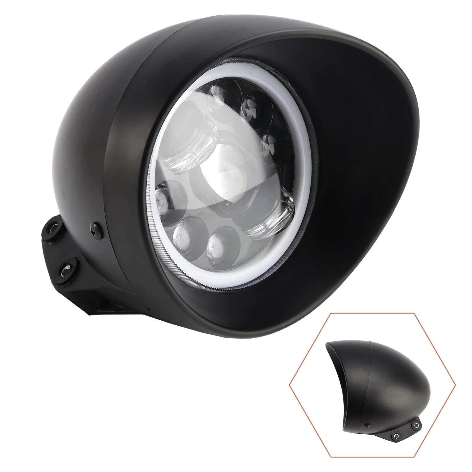 9-Bulb Beam Headlight Fog Lamp for Racer Bobber Chopper (Custom Fit)