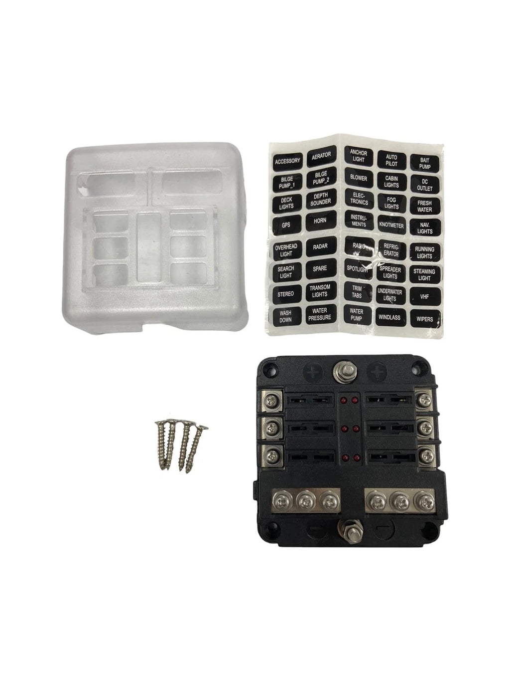 6-Gang Covered Fuse Block ATO/ATC for Universal Applications