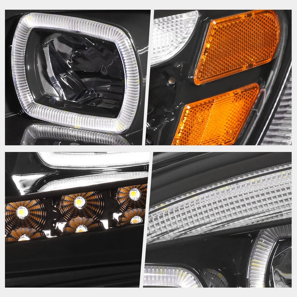 2X LED Halo Sequential Signal Projector Headlights for Peterbilt 337 348 (2010–2020)