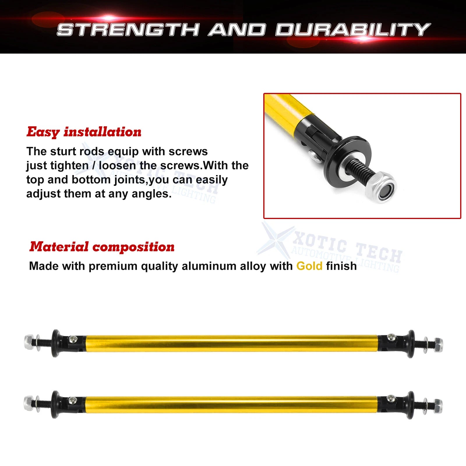 Gold Drift Style Bumper Splitter Diffuser Rod for GMC Acadia & Yukon (2017-2025)