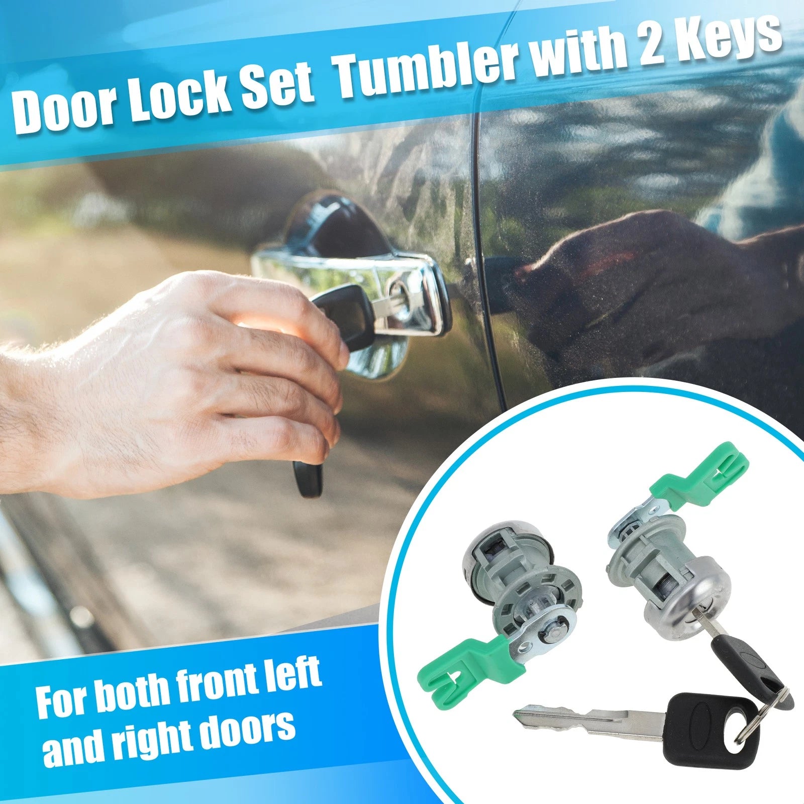Front Door Lock Cylinder Tumbler w/ Key 7C3Z1521990A for Ford Lincoln (2007–2010)