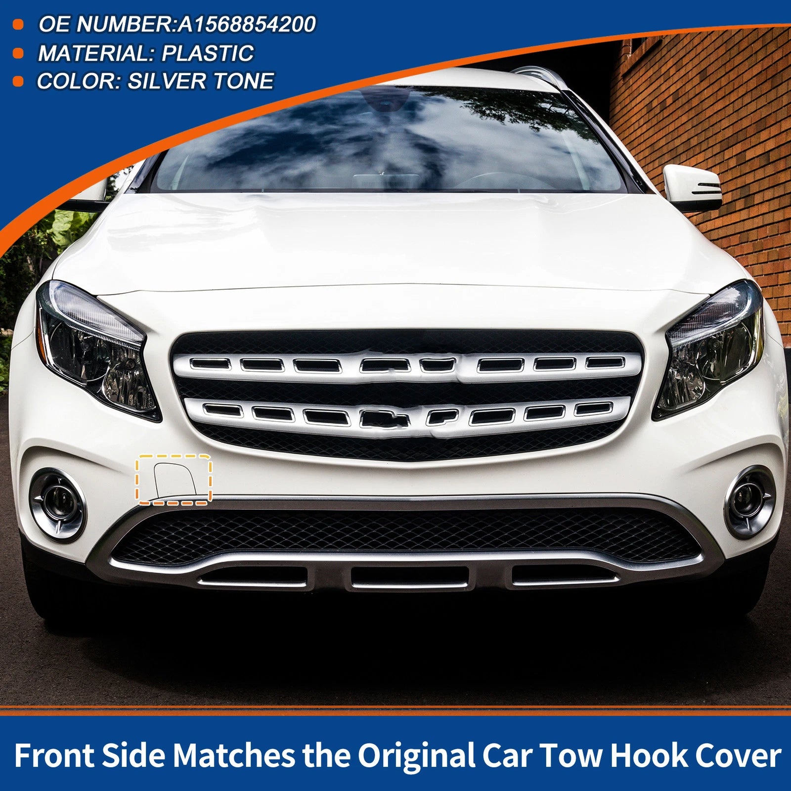 Tow Hook Cover for Mercedes-Benz GLA (2015–2020) No.A1568854200 Silver Tone