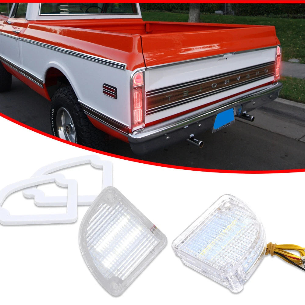 2X White LED Tail Backup Lights for Chevrolet GMC Fleetside Pickup (1967–1972)