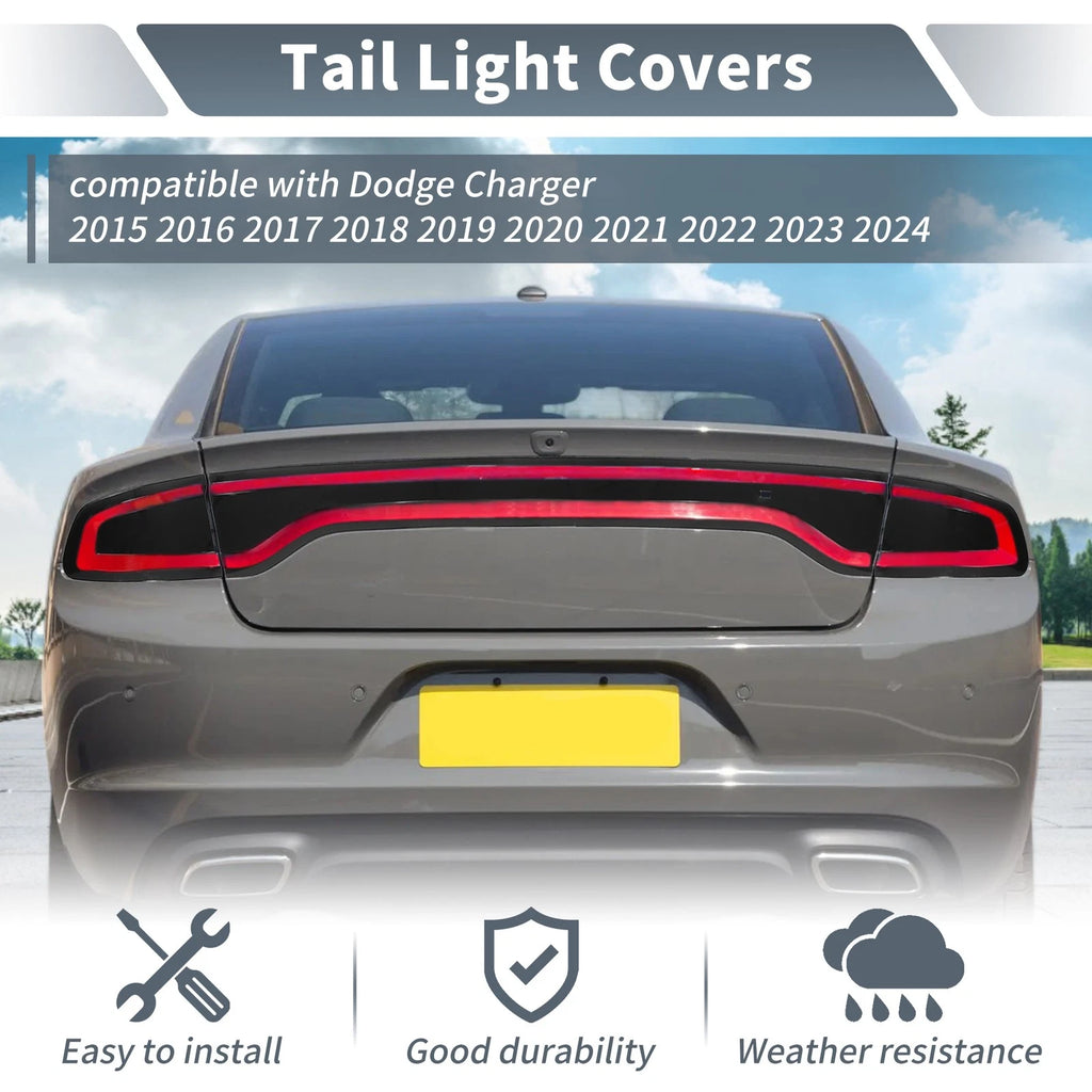 Tail Light Cover for Dodge Charger (2015–2024) ABS Smoked Black