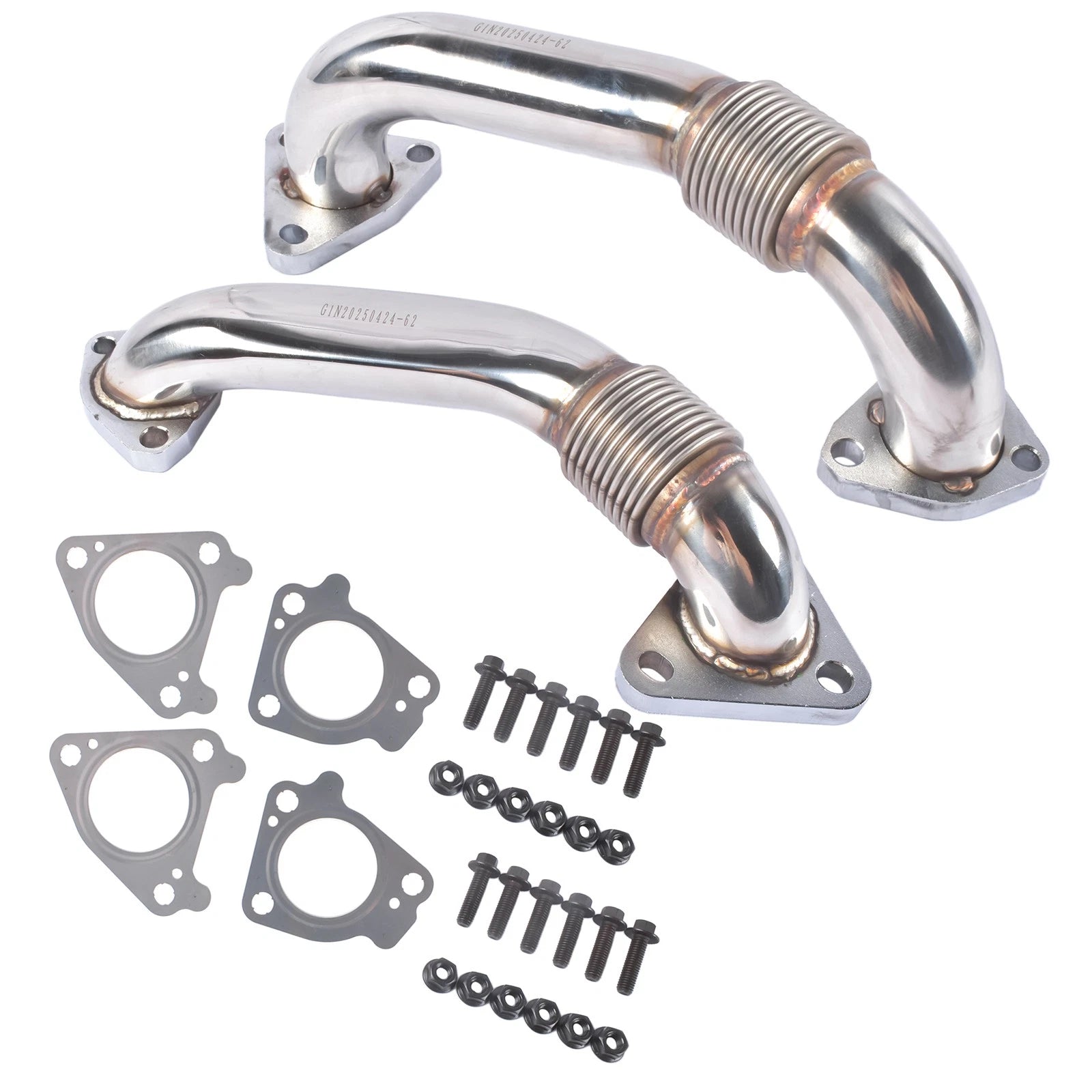 2Pcs Up Pipes Kit with Gaskets for GMC Sierra, Chevy Silverado 3500 (2001–2004)