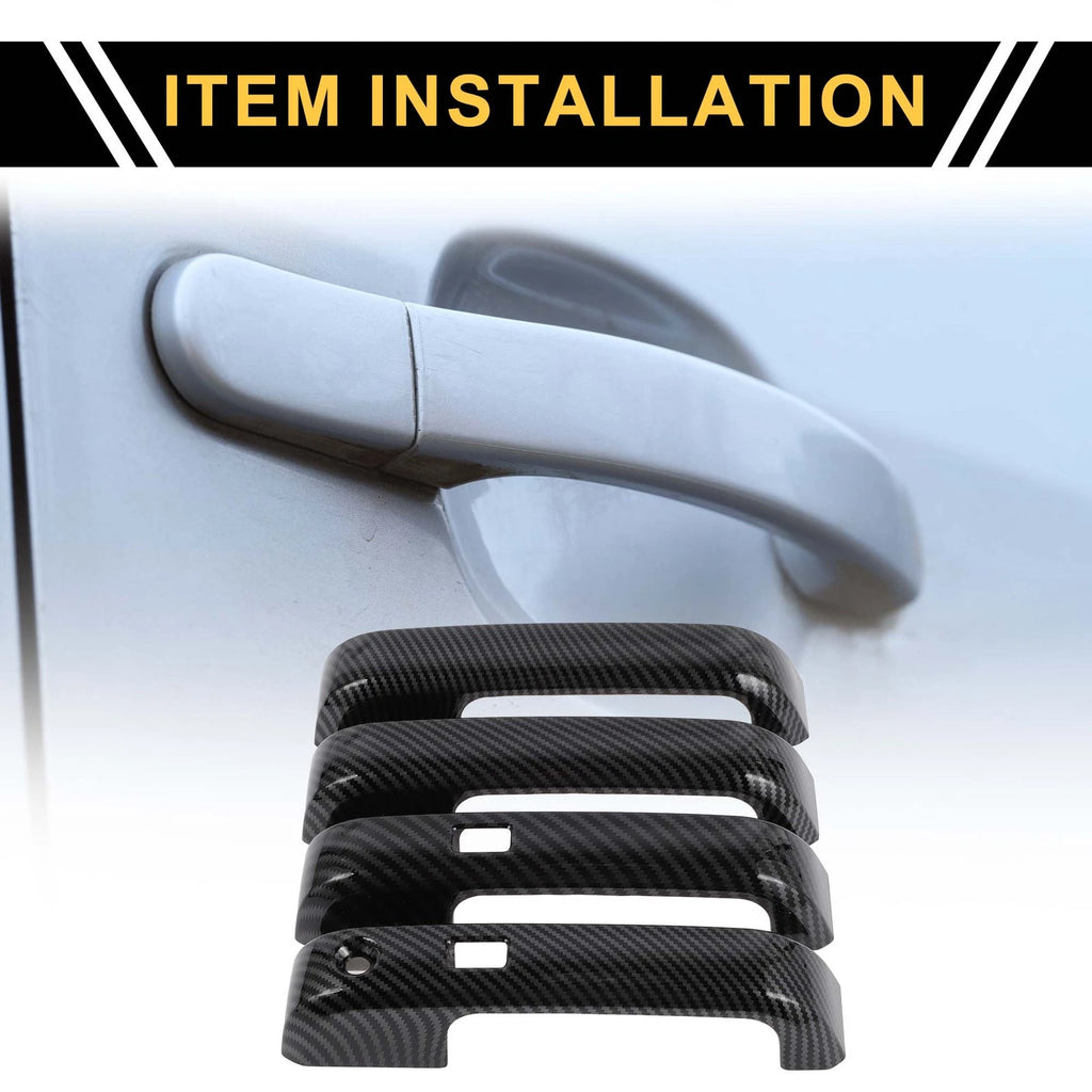 Set of 4 Exterior Door Handle Covers for Ford F-150 (with Keypad) Carbon Fiber