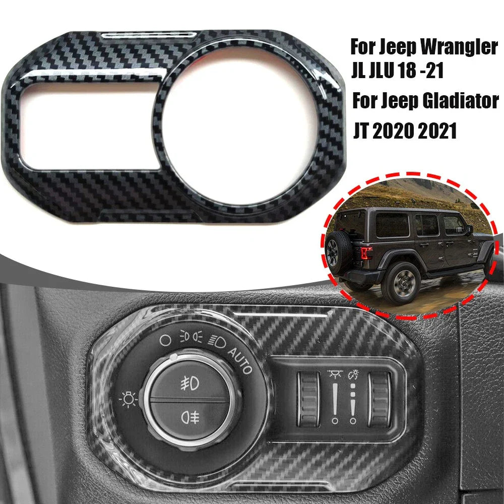Carbon Fiber Headlight Switch Knob Cover for Jeep Gladiator JT (2020–2021)