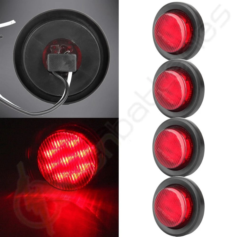 4X 2" Round LED Clearance Marker Lights 9 LED for Trailer Truck Boat RV