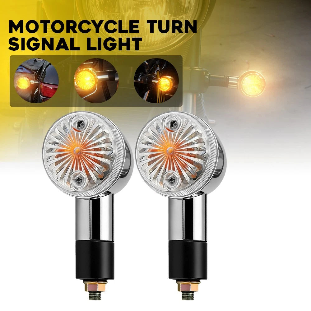 2X Chrome Bullet Turn Signal Lights Amber LED for Honda Shadow Aero 750 (2004–2009)