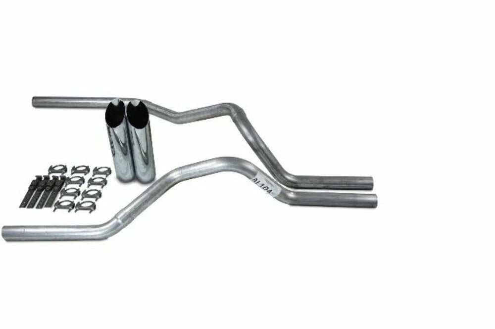 2.5" Dual Exhaust Kit for Chevy GMC 1500 Truck (2019–2025) No Muffler Slash Tips