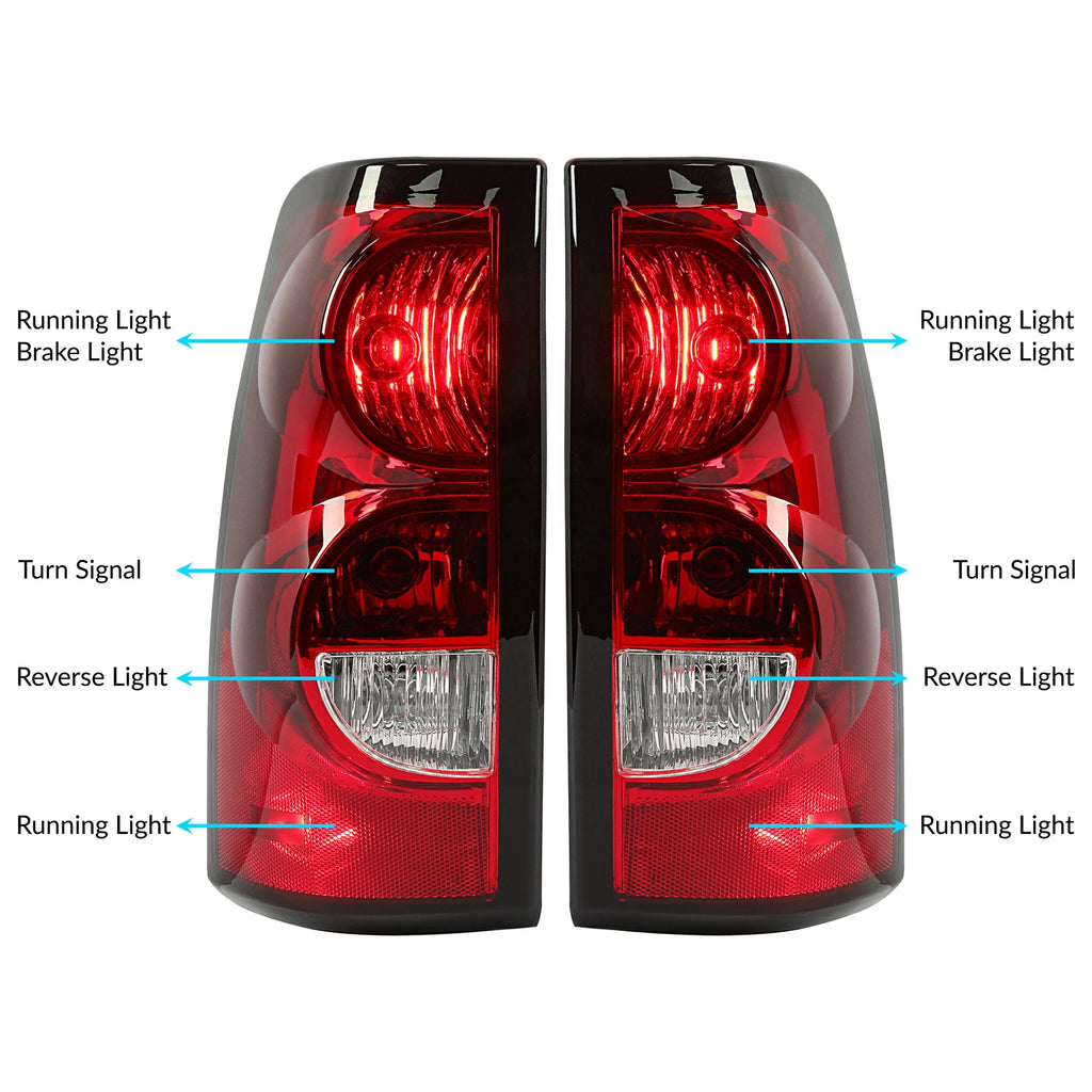 Tail Lights Brake Lamps Set of 2 for Chevy Silverado 1500 2500 3500 HD (2003–2006)