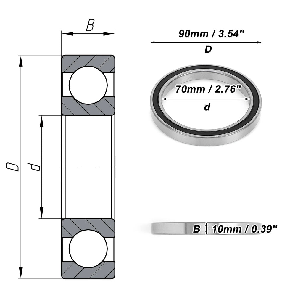 Deep Groove Ball Bearing 70x90x10mm for Scooter Skateboard (6814DD)