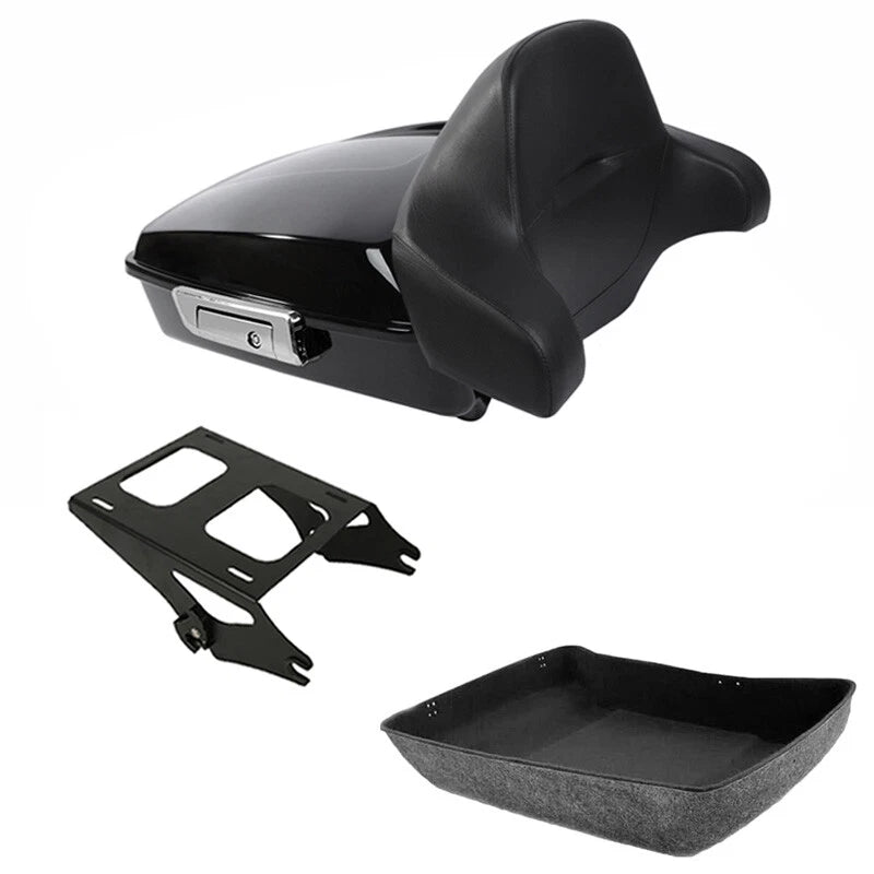 Black Chopped Trunk Luggage Backrest Mount Rack for Harley Touring (2014–2026)