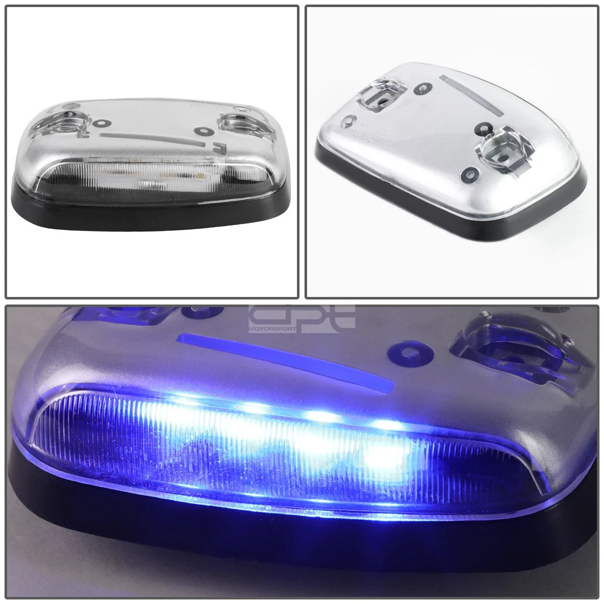 3Pcs Chrome Housing Blue LED Cab Roof Running Light for Silverado/Sierra (2007–2013)