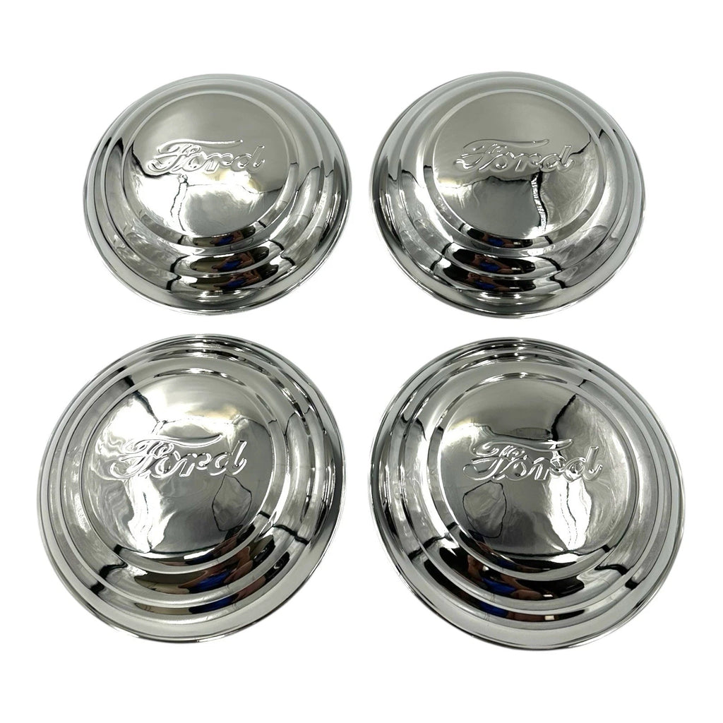 7.5 Inch Stainless Steel Hubcaps Kit with Ford Script for Aftermarket Rims