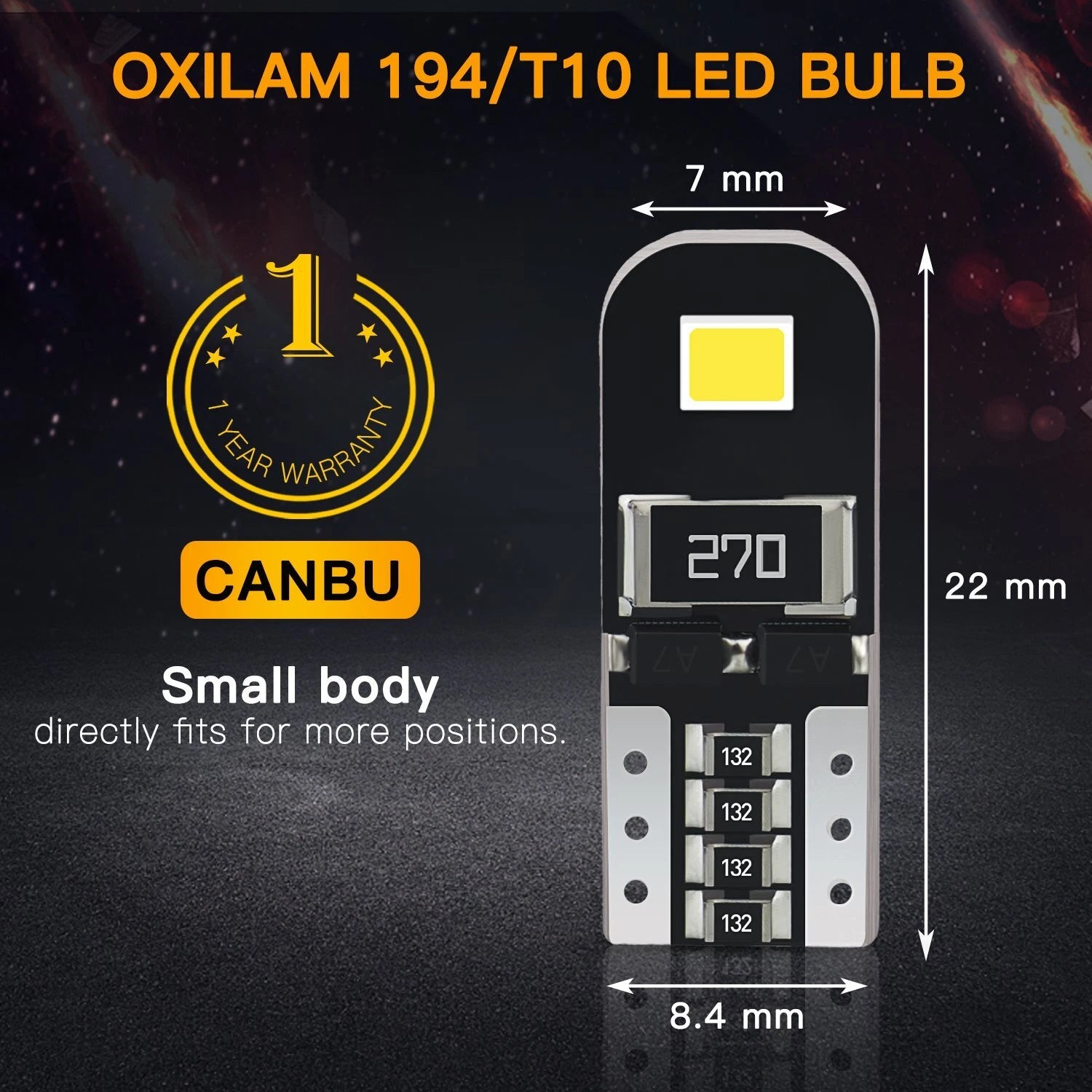 T10 LED License Plate Light Bulbs 6000K for AUXITO (168, 194, 2825)